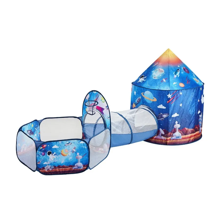 

3 in 1 Play Tent with Tunnel for Boys Girls Babies and Toddlers Indoor Outdoor Pop Up Playhouse with Carrying Bag Banding Stra