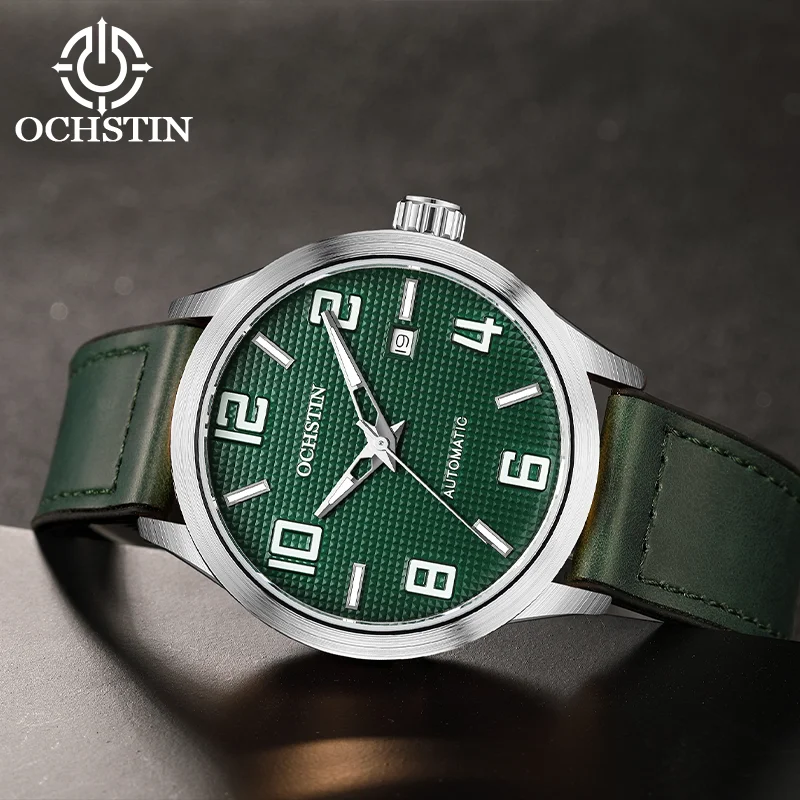 OCHSTIN Men's Automatic Self-winding Mechanical Movement Watch Man Easy-wear Magnetic Leather-coated Silicone Wristband Clock