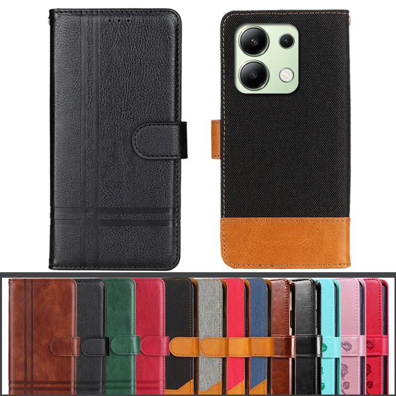 For Xiaomi Redmi Note 13 4G Case Flip Leather Wallet Silicone Case for Redmi Note 13 4G Phone Cover Note13 Global etui Fundas