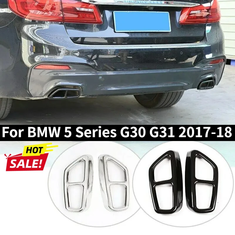 

2PCS Car Rear Dual Exhaust Muffler Pipe Cover Trims Stainless Steel Exterior Parts for BMW 5 Series G30 G31 2017-18 High Quality