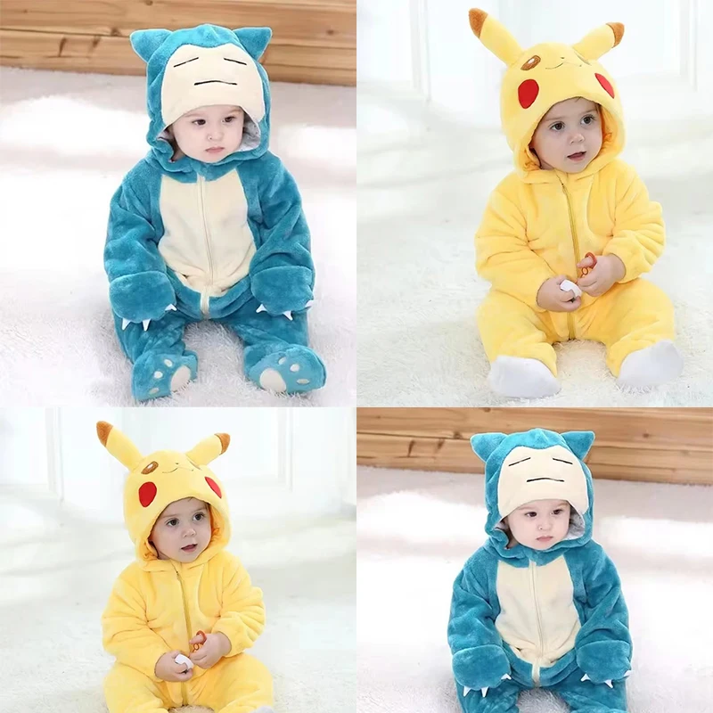 

Детский комбинезон Snorlax Pokemon Pikachu, милая пижама, одежда, комбинезон для новорожденных, От 0 до 3 лет, детская одежда с капюшоном для косплея