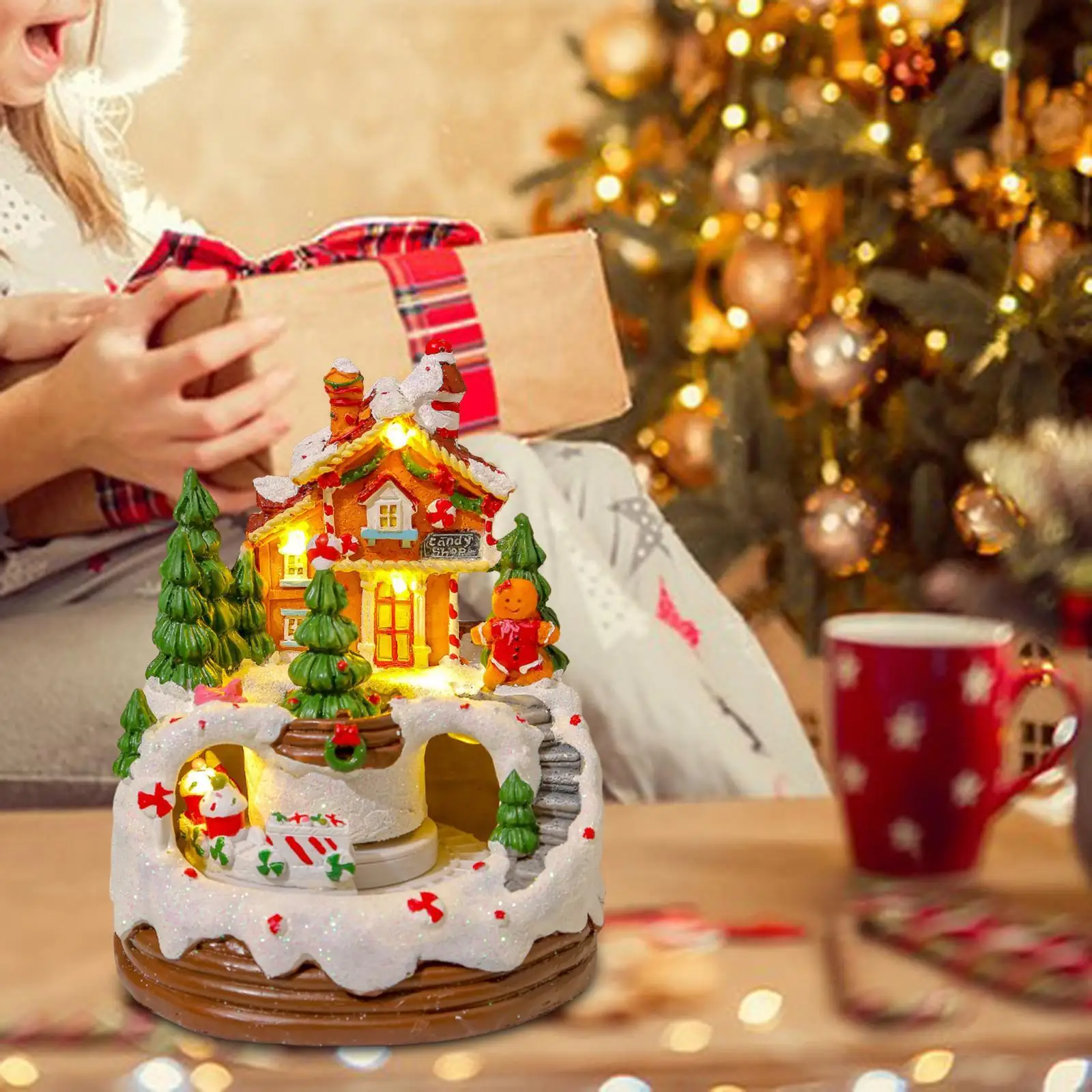 

Christmas Villages Houses Artwork Craft Christmas Tree Scene Rotatable Musical