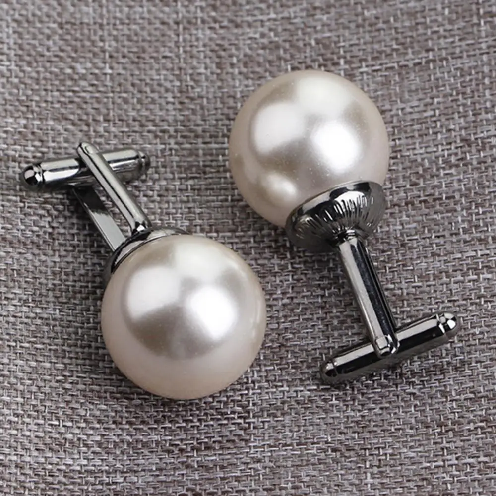 Unisex Gift Cufflinks Clothes Accessory 2Pcs Fashion Elegant Pearl Shirt Sleeve Buttons Gift Social Cocktail Parties Birthday