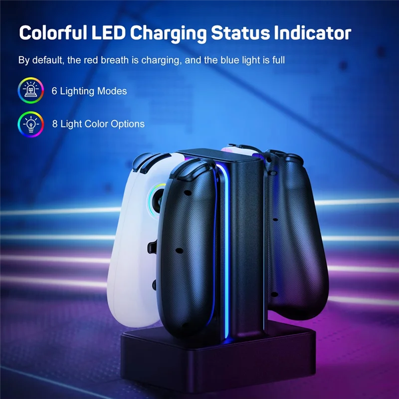 

Charging Status Indicator For Switch KM04 Wireless Controller Quad Charger 4 In1 Charging Dock With Colorful LED