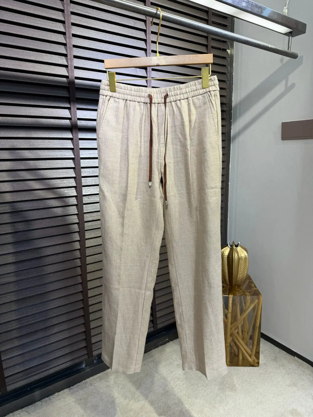 

Italian LP old money wind 26SS embroidered linen straight casual pants