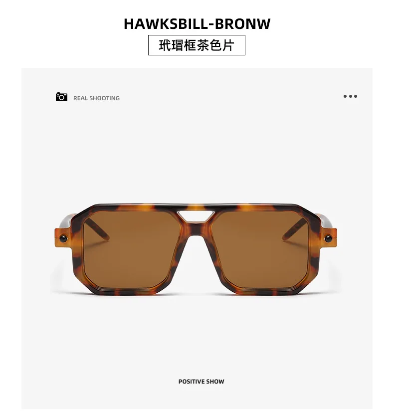 Neue modische quadratische Sonnenbrille für Damen und Herren, Vintage-Markendesigner, Punk-Sonnenbrille, klare Gläser, Spiegelbrille – Detail 34