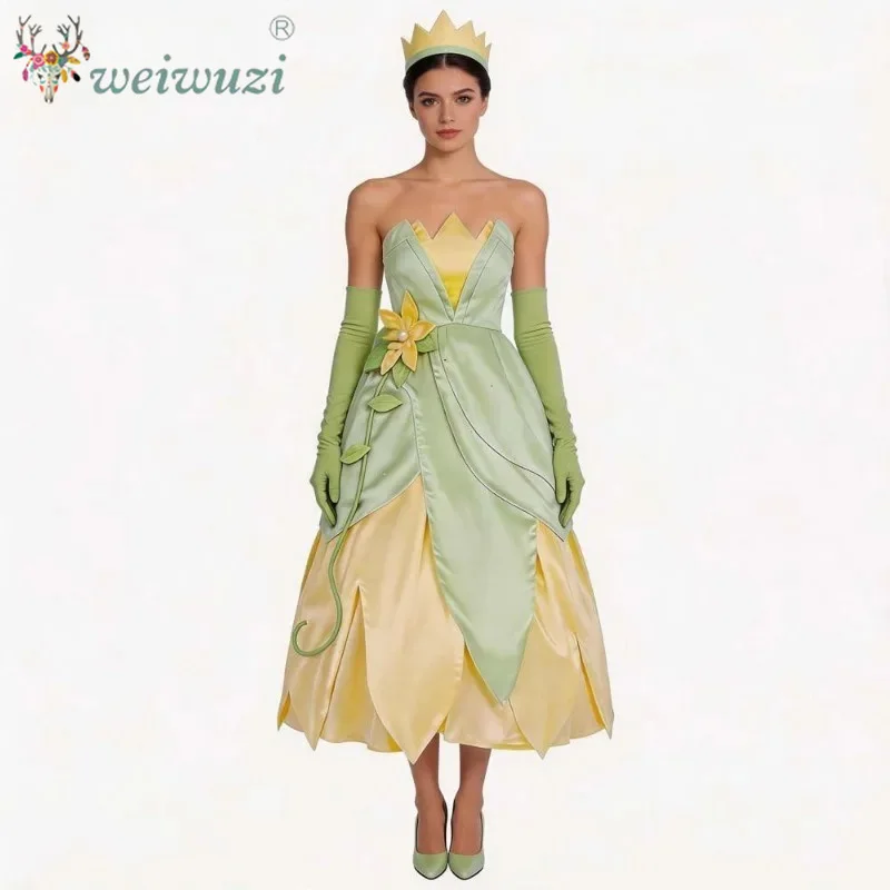 Adult Women Stage Play Cosplay Costume Elegant The Frog Princess Fantasy Dress Halloween Carnival Birthday Party Frock Ball Gown