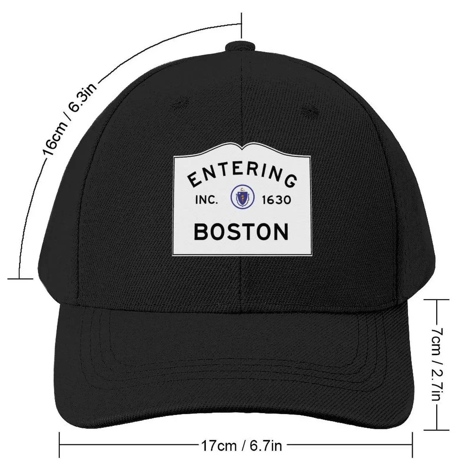 Entering Boston - Commonwealth of Massachusetts Road Sign Baseball Cap Sports Cap Luxury Hat party Hat Female Men's