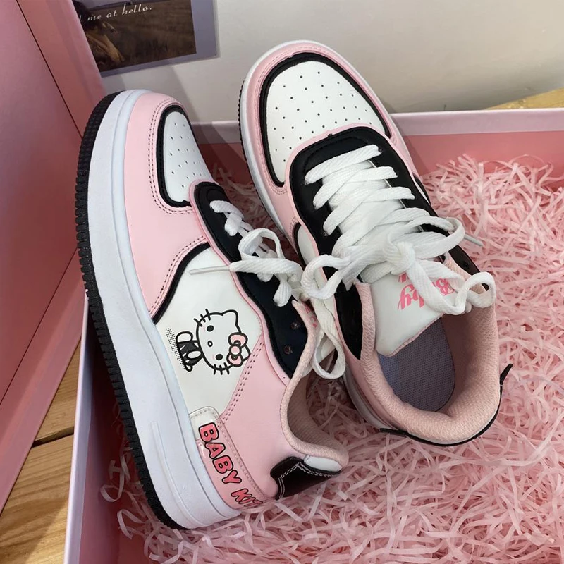 Sanrio Anime Cartoon Kawaii Hello Kitty Girl Sneakers Ins Style Autumn New Japanese Soft Girl Girl Heart All-Match Sneakers Gift