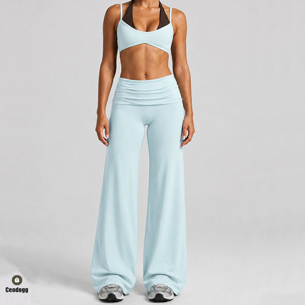 Yoga Pants Women High Waist Fitness Sports Trousers Gym Workout Jogging Wide Leg Pants Female Dance Sports Flare Pants XP80