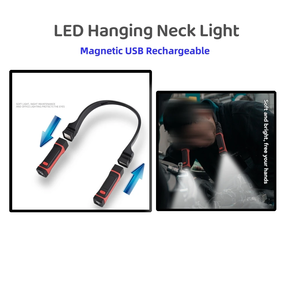 

Hanging Neck Light Magnetic USB Rechargeable Light LED Book Reading Outdoor Work Lighting Portable Inspection Light