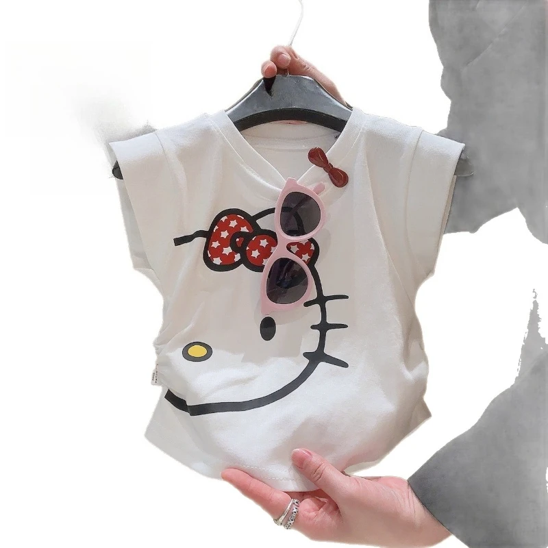 

Girls T-Shirt Sweet Cute Print Short Sleeve Versatile Casual Top, Soft Breathable Kids Summer Fashion Clothing Collection