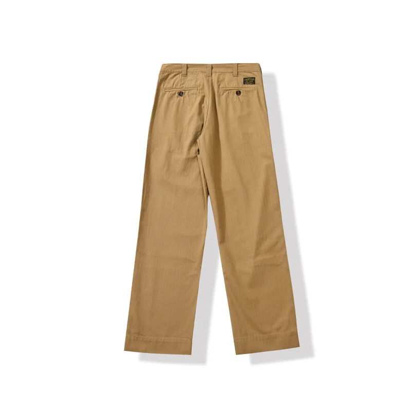 

Men Pocket Pleated Casual Herringbone Pattern Herringbone Suitable For All Seasons Pants Trousers Male Wide Leg Cotton Pants