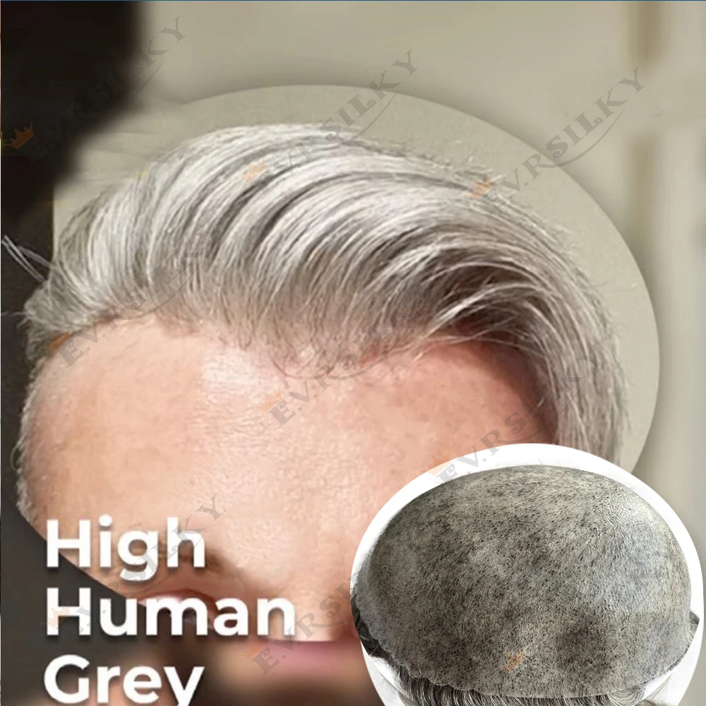 1B65 1B80 خط شعري غير قابل للاكتشاف أسود رمادي 1b20 متين 0.1 مللي متر حقن رقيق جلد بني نظام الشعر البشري هيربيسي شعر مستعار #1