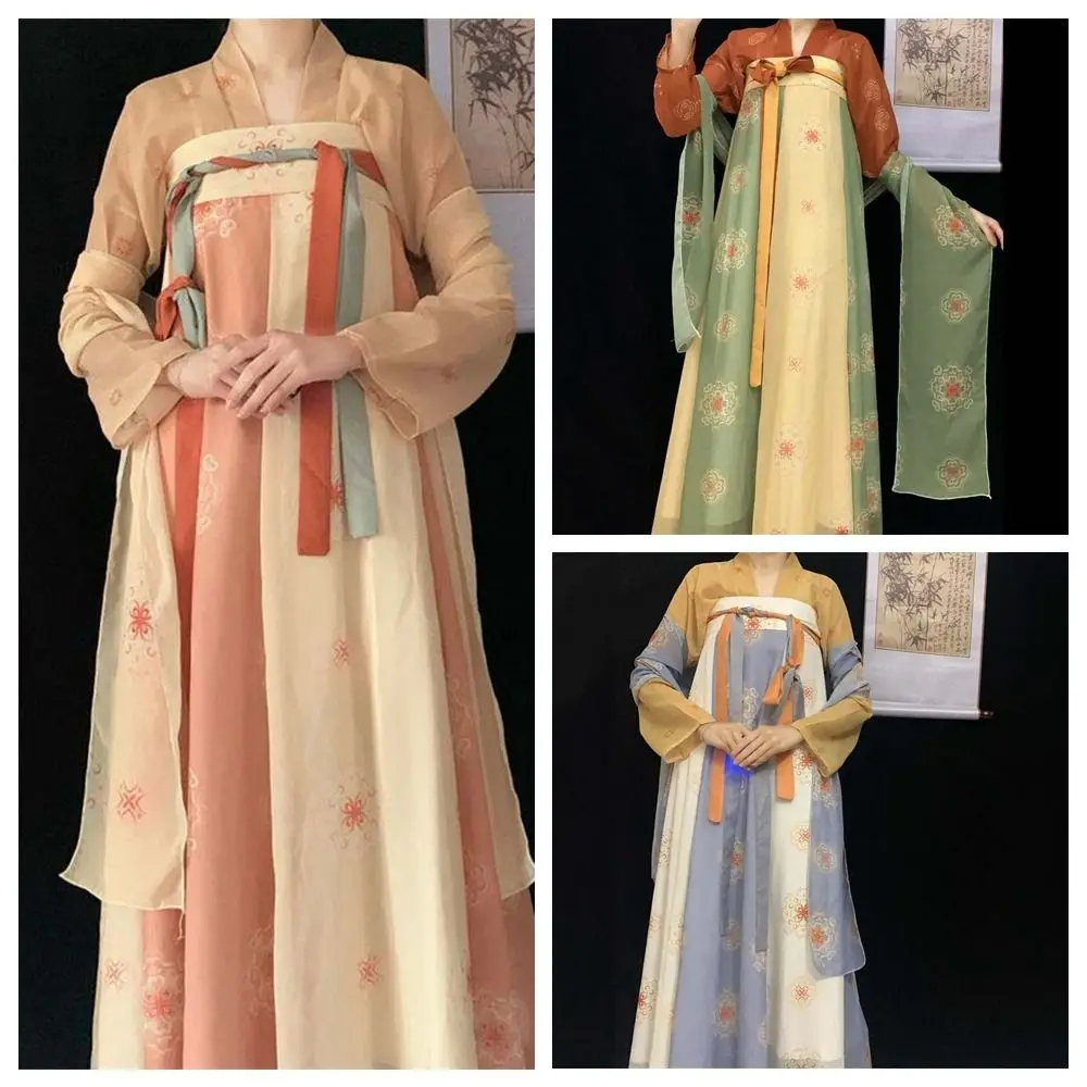 

Stage Costumes Chinese Hanfu Skirt Flower Embroidery Performance Cosplay Dress Chinese Ancient Dress Han Tang Dynasty