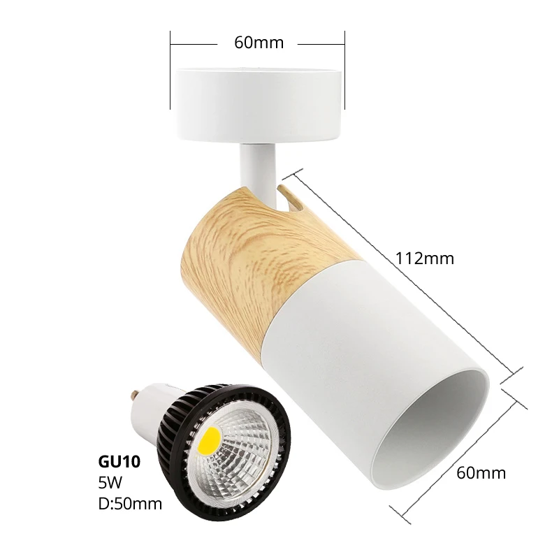 GU10 5W Spotlight LED COB Spot Track Light Lamp Changeable Ceiling Rails lighting Fixture for Clothing Shop Living Room Home