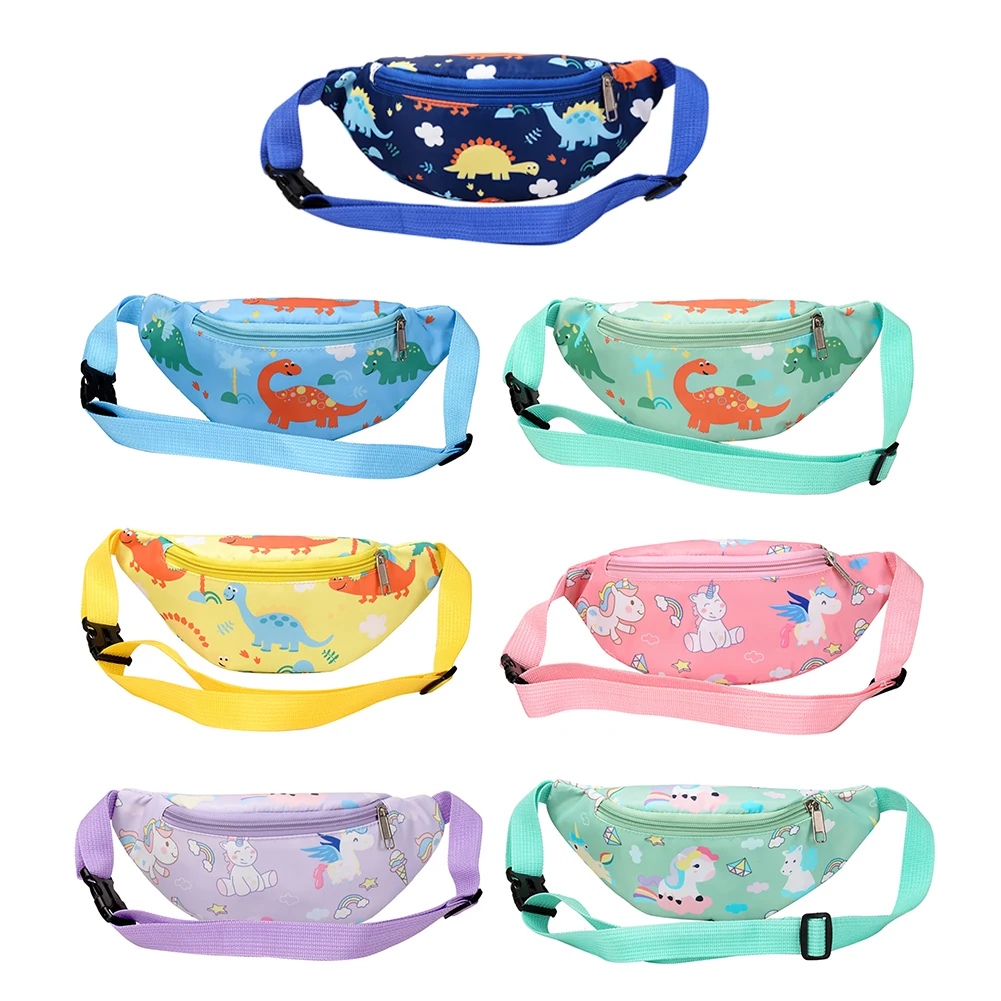 

Милая поясная сумка с динозавром/единорогом, повседневный детский уличный кошелек через плечо с регулируемым ремешком для мальчиков и девочек