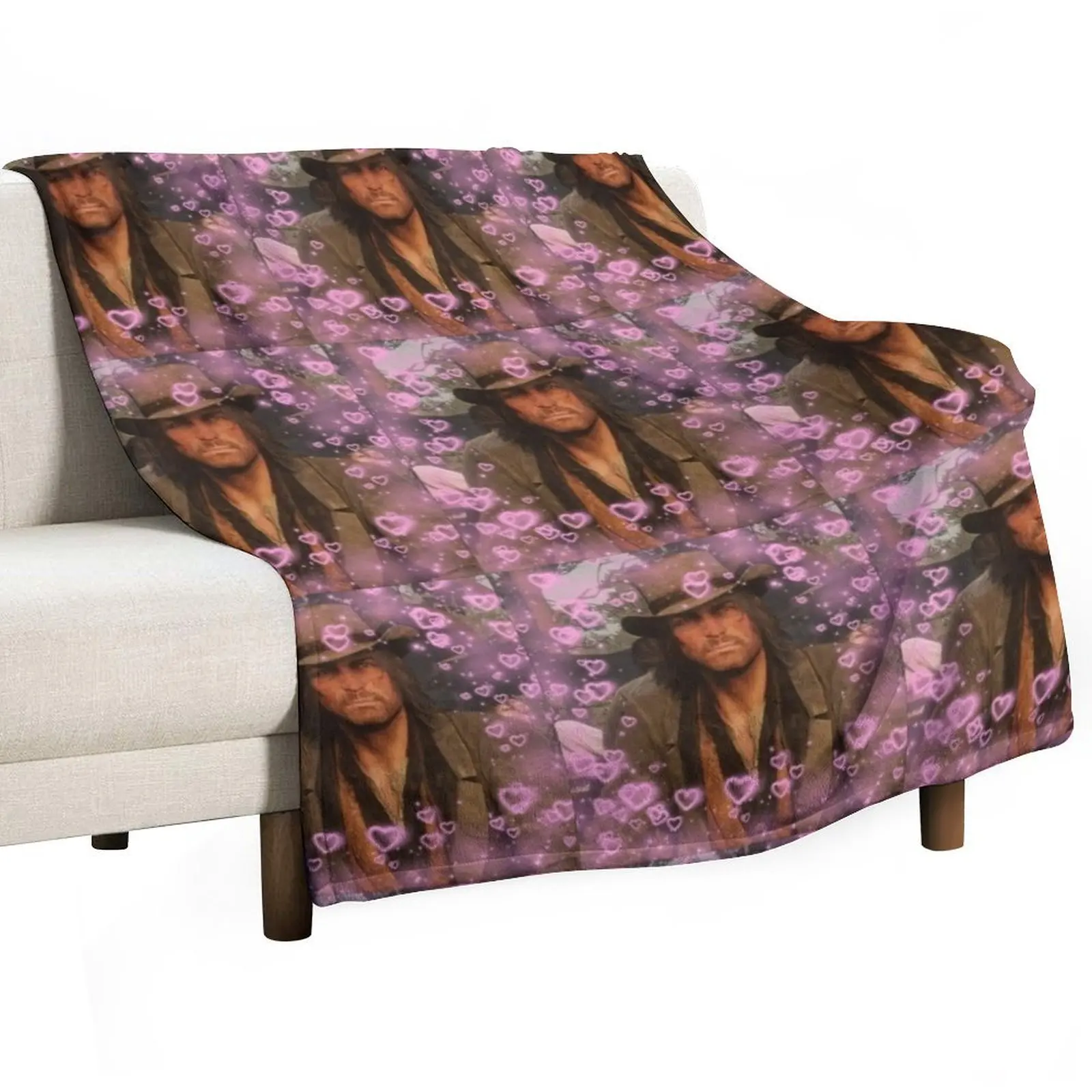 

John Marston Hearts Throw Blanket Soft Bedroom Blanket for Night Sleeping