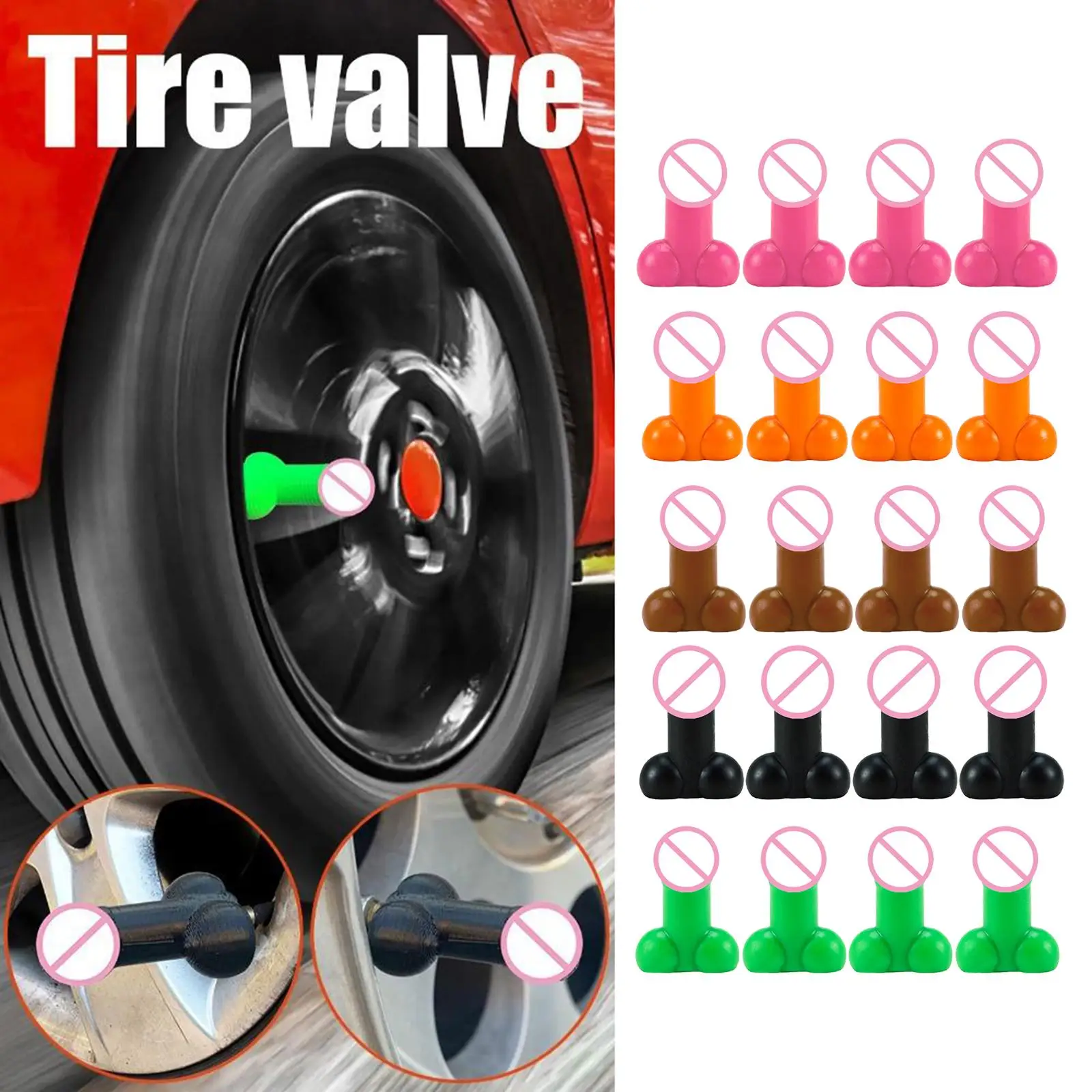 4 Pack Car Motorcycles Bikes Prank Pennis Tyre Tire Valve Luminous Stem Cap