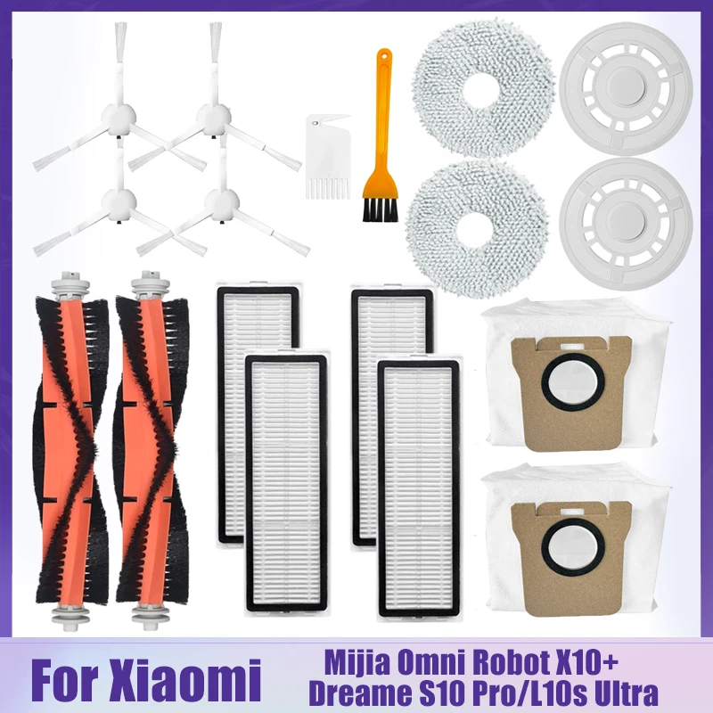 ل شاومي Mijia أومني روبوت X10 + دريمي L10s الترا/S10 برو مكنسة كهربائية الرئيسية/الجانب فرشاة هيبا تصفية ممسحة القماش أكياس الغبار أجزاء