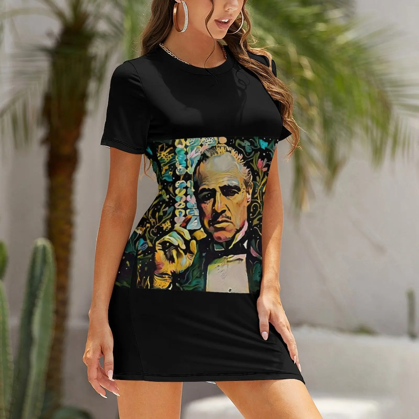 Sexy Humorous The Godfather Vito Corleone 4 Short Sleeved Dress Funny Novelty  Parties  Woman's Dress Strappy Dress Novelty