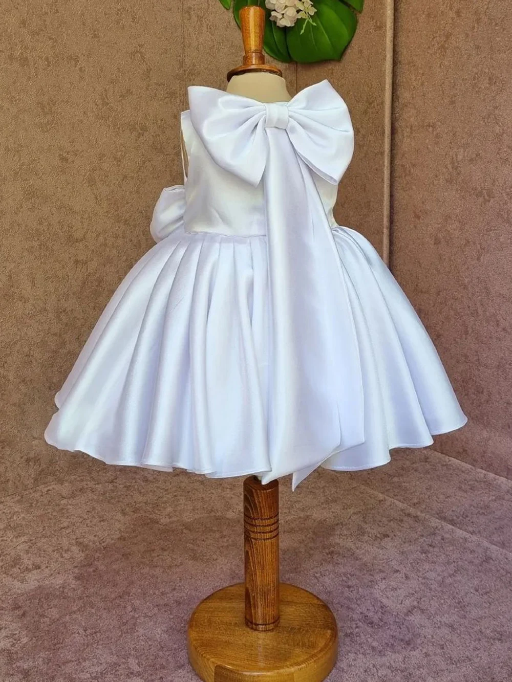 White Satin Baby Girl Party Dresses Child Wedding Dress Puffy Flower Girl Dress Square Collar Kid Girl Birthday Dress