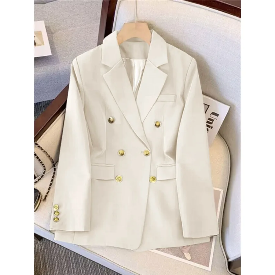 

Faionable Ele женский пиджак, осенне-зимний утягивающий профессиональный рабочий костюм, длинный двубортный цвет све