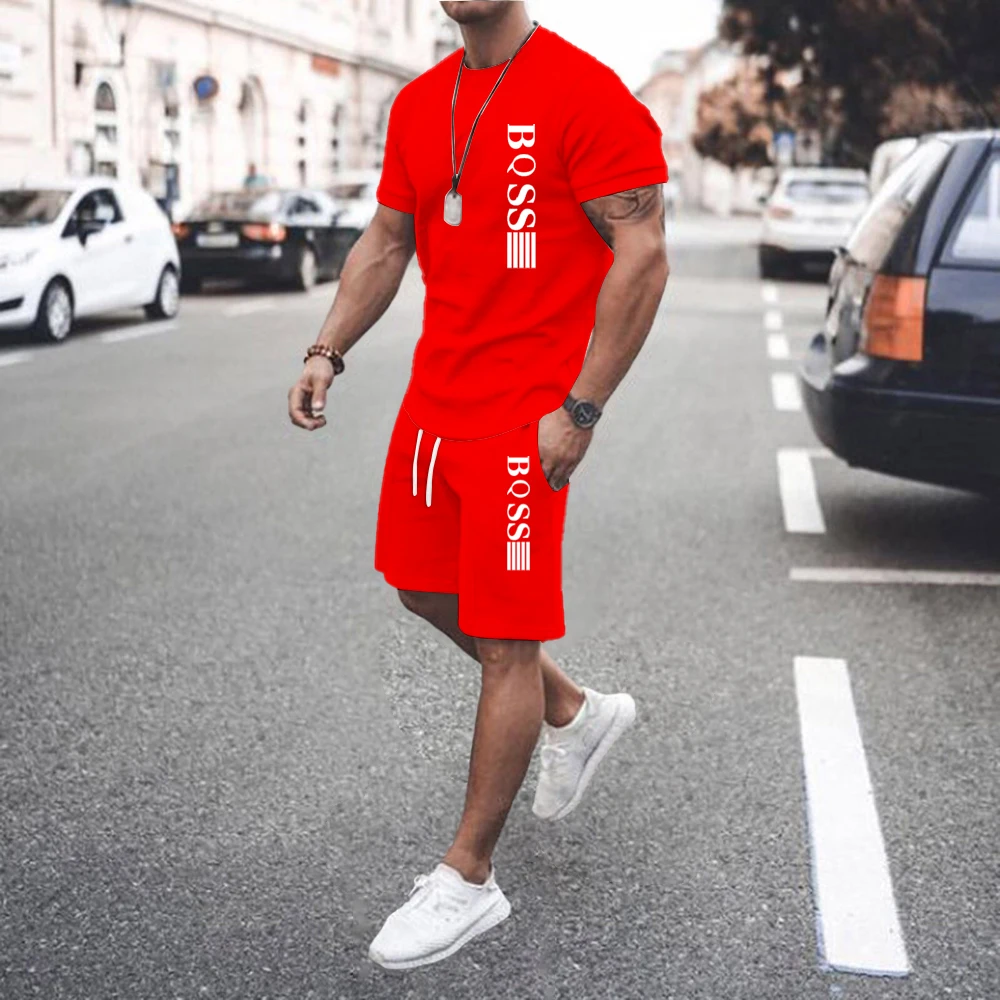 Men Sets 2 Piece Set Tracksuits T shirts Men Sport Set Casual Summer Clothing Y2K Tee Top Joggers Plaid Tshirt Men Shorts Outfit