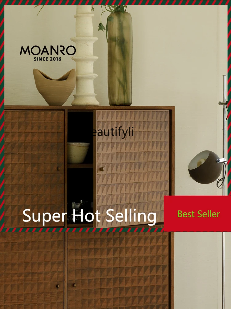 

A71 Solid wood dining side cabinet, chest cabinet, medieval retro living room, storage high cabinet, light luxury