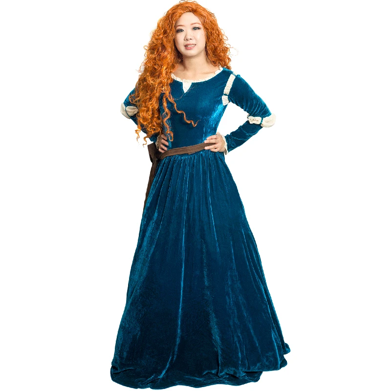 DAZCOS Merida Cosplay Costume Princess Women Female Adult Dress Halloween Party Long Outfit Carnival Long Outfit Stage Costumes