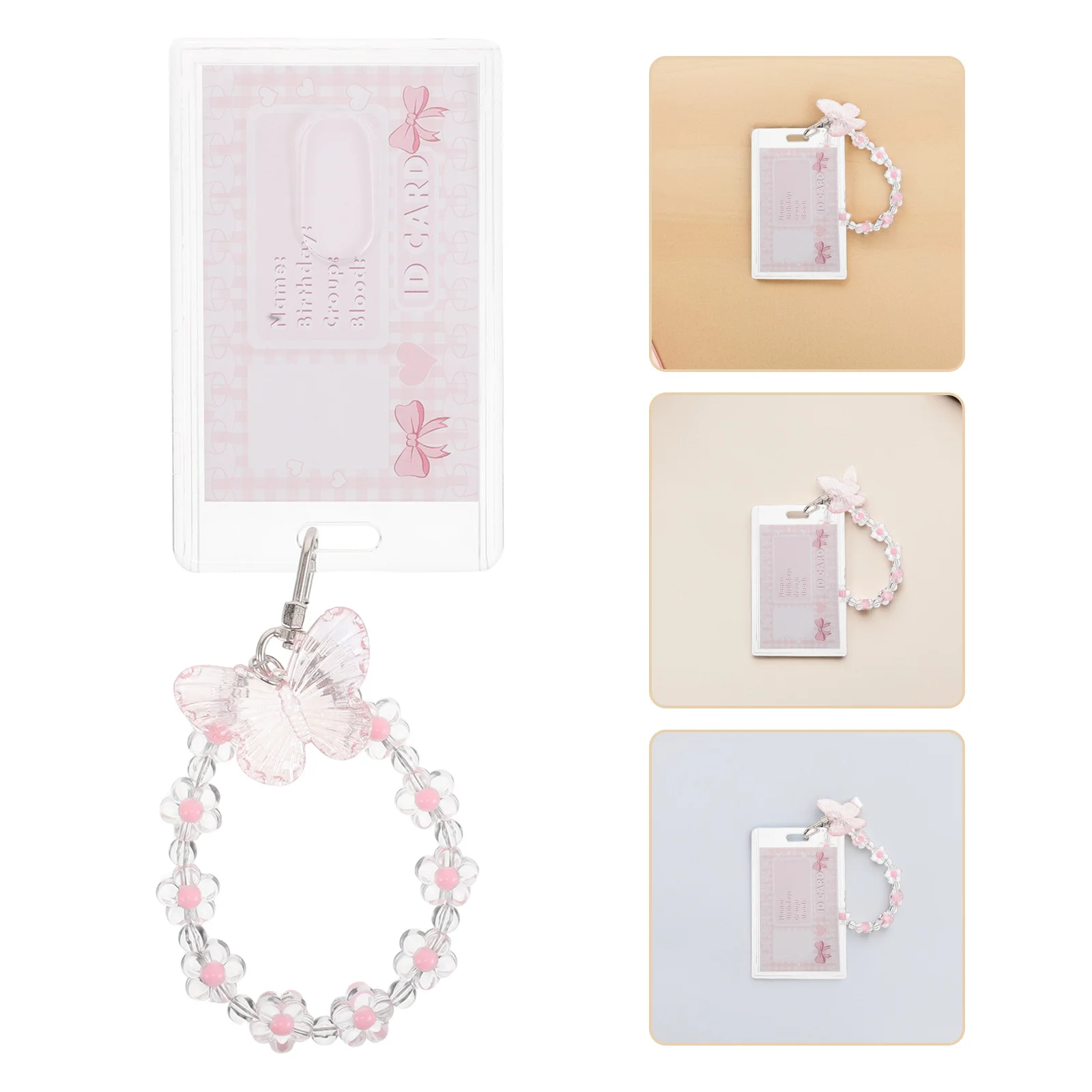 

Butterfly Keychain Acrylic Card Holder Clear Id Badge Protector for School Office Use Smooth Edge Photocard Sleeve for Daily