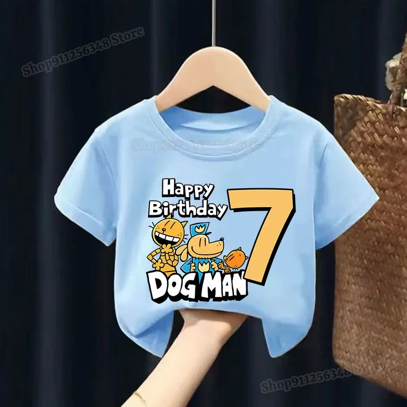 

Dog Man 1-9 Birthday Kids Cosplay T-Shirt Cartoon Movie Pullover Summer Tees Boys Girls Party Boutique Tops Kids' Clothing