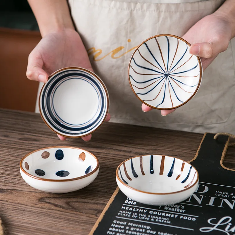 Kitchen Ceramic Dish Assorted Seasoning Mini Plate Dipping Sauce Vinegar Bowl Japanese Creative Tableware Home Dish Dinner Plate