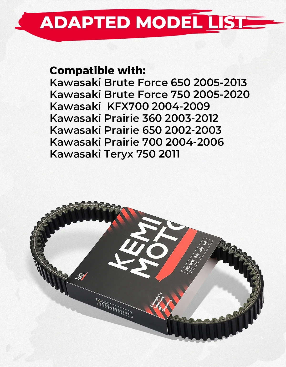 59011-1080 Kemimoto Drive Belt ATV Compatible with Kawasaki Brute Force 650 750 KFX700  Prairie 360 650 700 Teryx 750 2005-2012