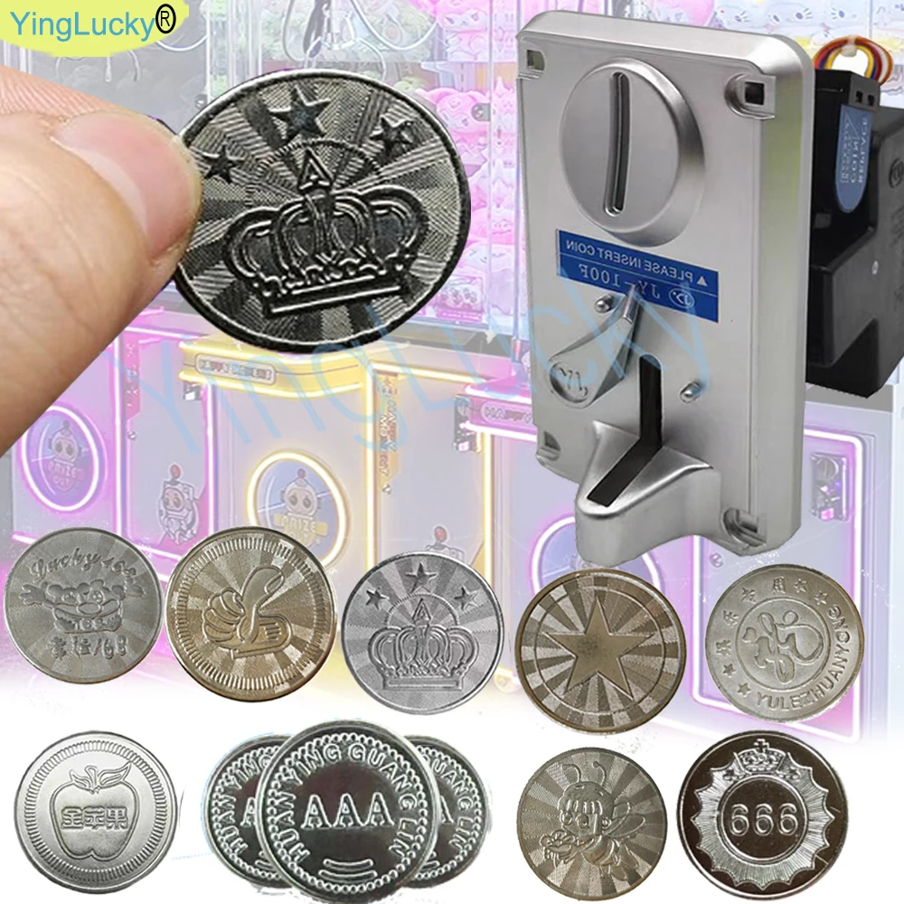 100 Pcs Arcade Tokens Metal Arcade Game Tokens COIN Stainless Steel Arcade Game Coin Pentagram Crown Tokens 25 * 1.85mm