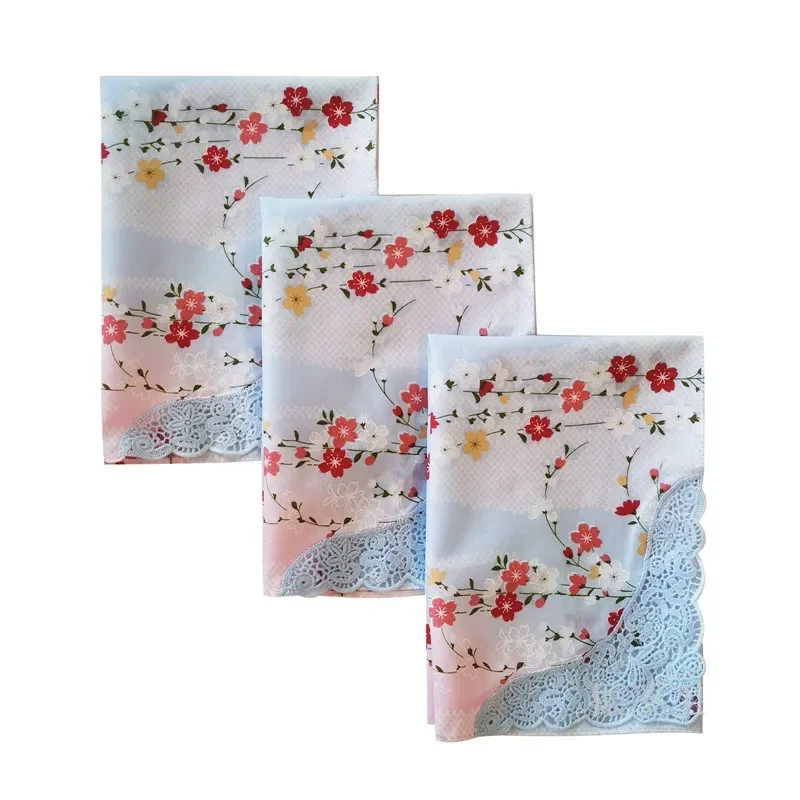 

1Pc 43x43cm Flower Cotton Hollow Lace Water Absorbent Sweatwipe Square Towel Women Handkerchief Wedding Party Gift