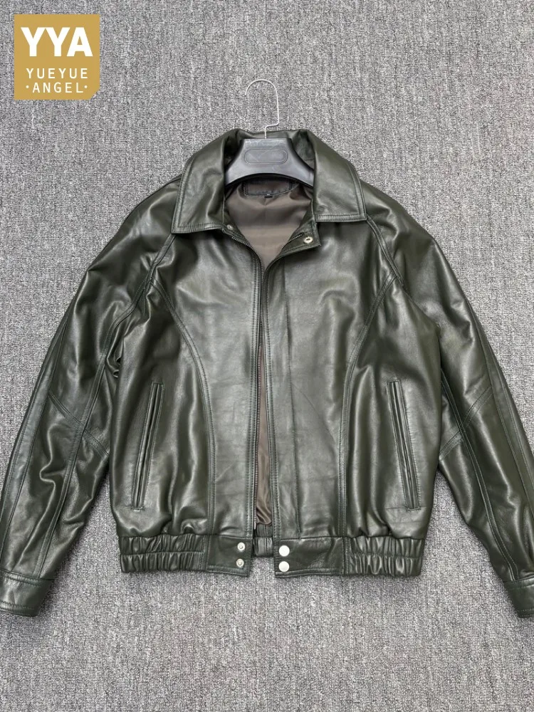 

Мужские осенне-зимние теплые куртки из овчины на молнии, высококачественные мотоциклетные куртки из натуральной кожи, свободные ветрозащитные пальто-куртки