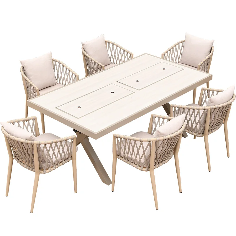 

Угольный гриль, скандинавский двор, двор для отдыха, уличный барбекю, стол и стулья