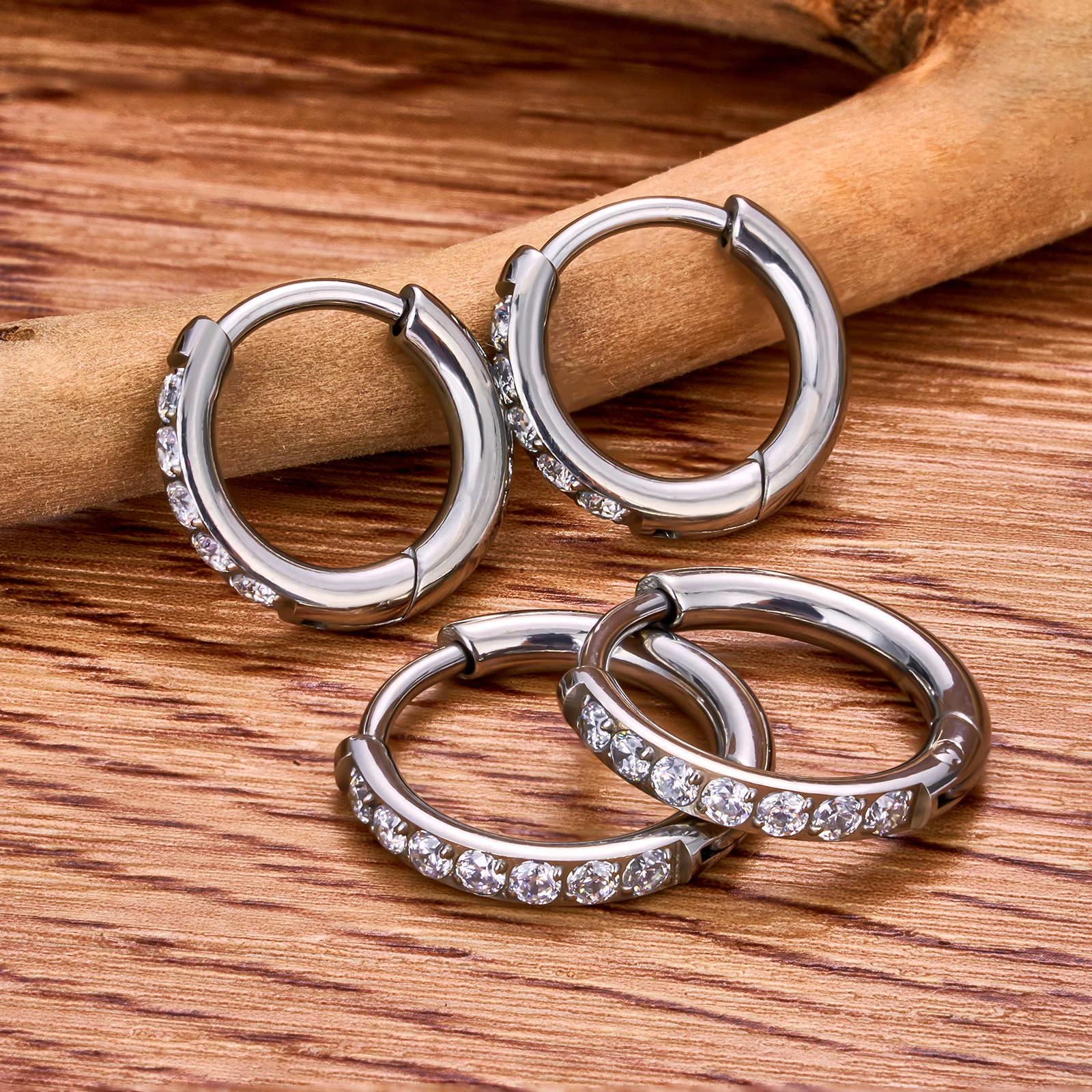 1 pair ASTM F136 Titanium Small Hoops Ear Buckle Earrings for Women Cubic Zirconia Cartilage Helix Piercing Tragus Circle Jewelr