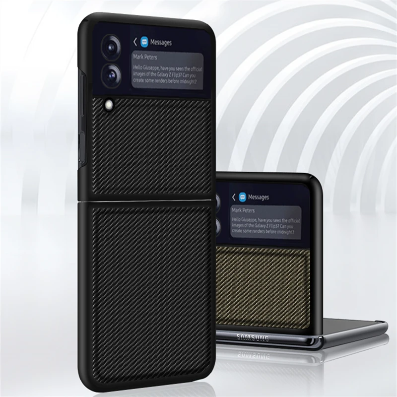 

Anti-Dust Carbon Fiber Fitted Case for Samsung Galaxy Z Flip3 5G Flip 3 Non-Fingerprint Phone Bag Cover