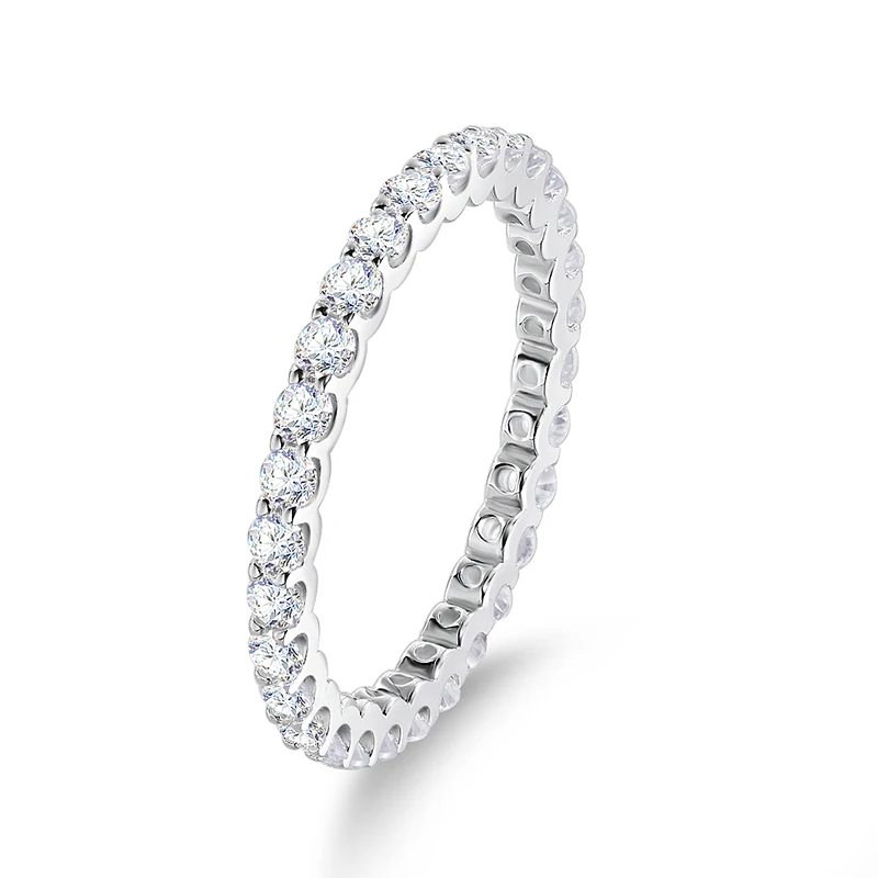 Smyoue 0,9 ct 2 mm Moissanit-Ring für Damen und Herren, volles Enternity-Match, Hochzeits-Diamantband, 100 % 925 massives Silber, stapelbare Ringe