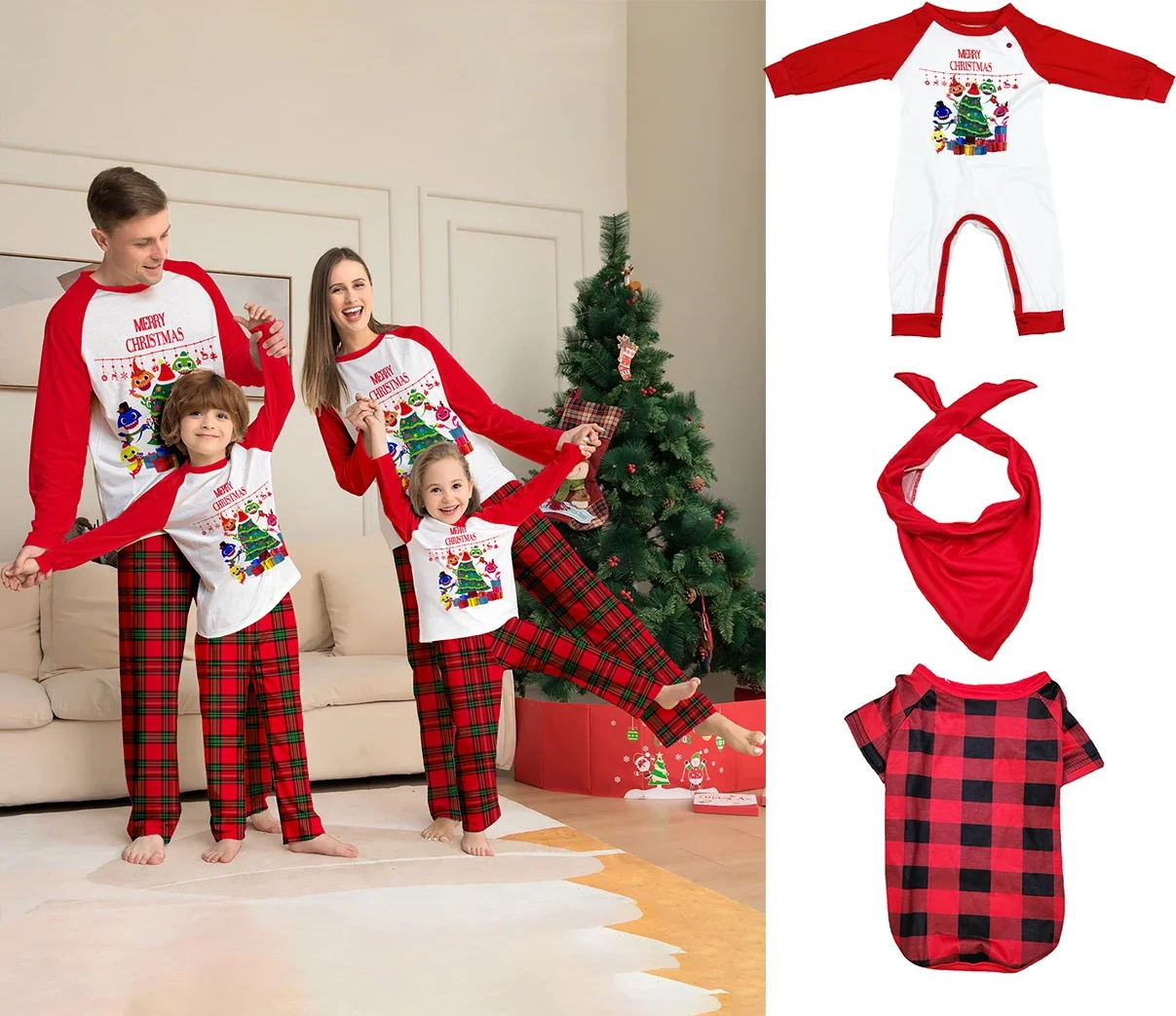 

2024 Family Matching Outfits Christmas costume family matching suit family pajamas fashion print Christmas costume family