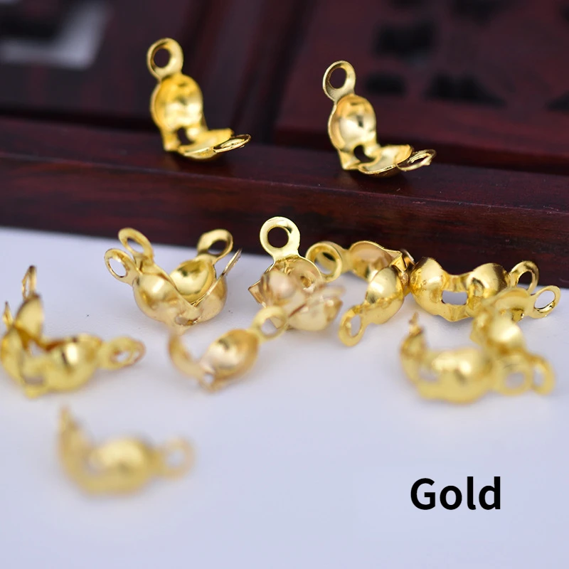 WZNB 500Pcs/lot Electroplated Iron Connector Clasp Gold Ball Chain End Crimps Beads Connector For DIY Jewelry Making Supplies