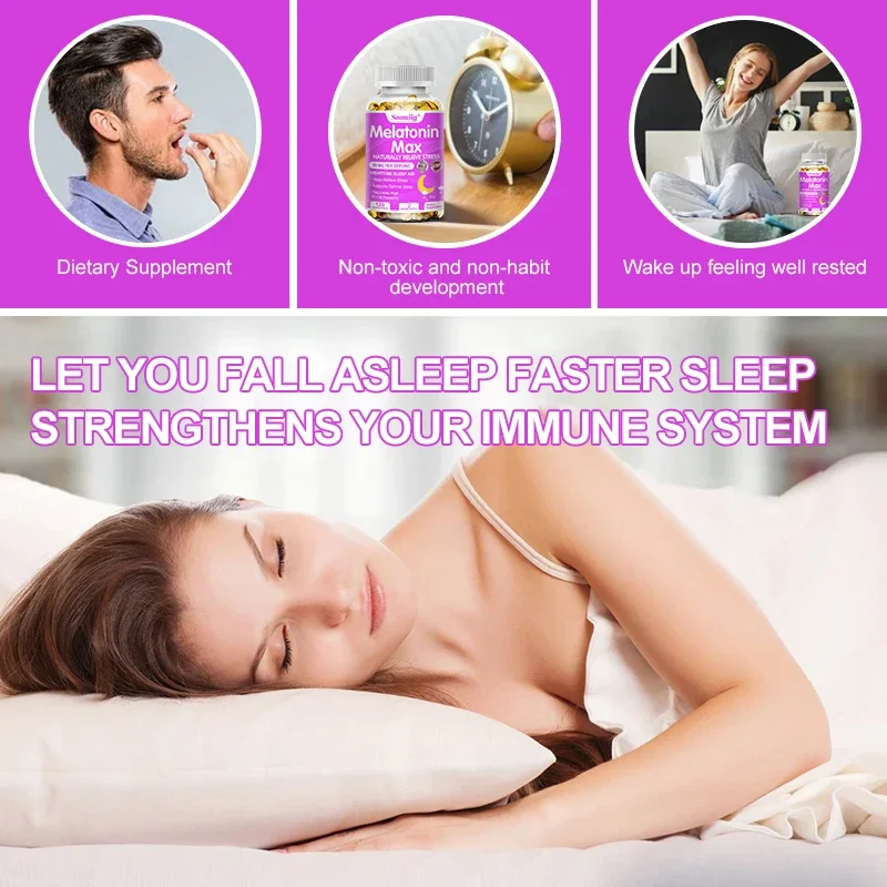 55 Mg Melatonin Capsules - Relieve Stress, Improve Insomnia, Promote Sleep Quality & Deep Sleep, and Help Eye Health