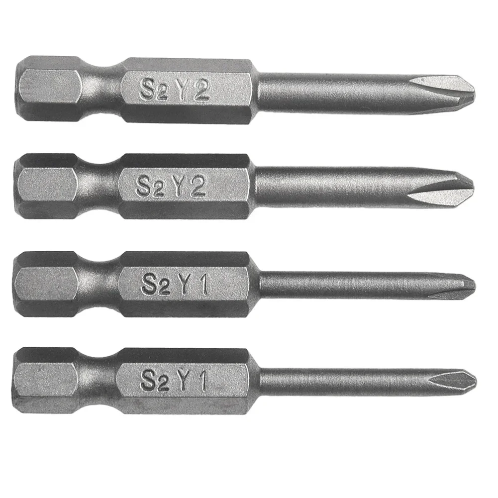 4 buah 50mm Y1 Y2 kepala batang obeng segi enam magnetik tri-wing obeng Bar Bits untuk bor obeng listrik Manual alat listrik