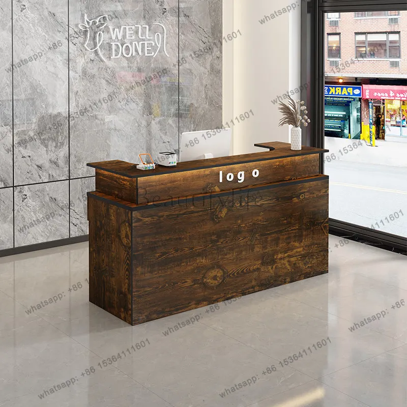 LD Wood Modern Reception Desks Beauty Shop Luxury Bar Hotel Restaurant Display Reception Desks Company Mostrador