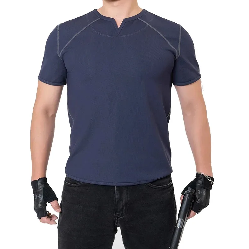 

Костюм для косплея Game Resident 4, Леон Кеннеди, зла, модная футболка для взрослых и мужчин, повседневные свободные топы, вечерние костюмы на Хэллоуин