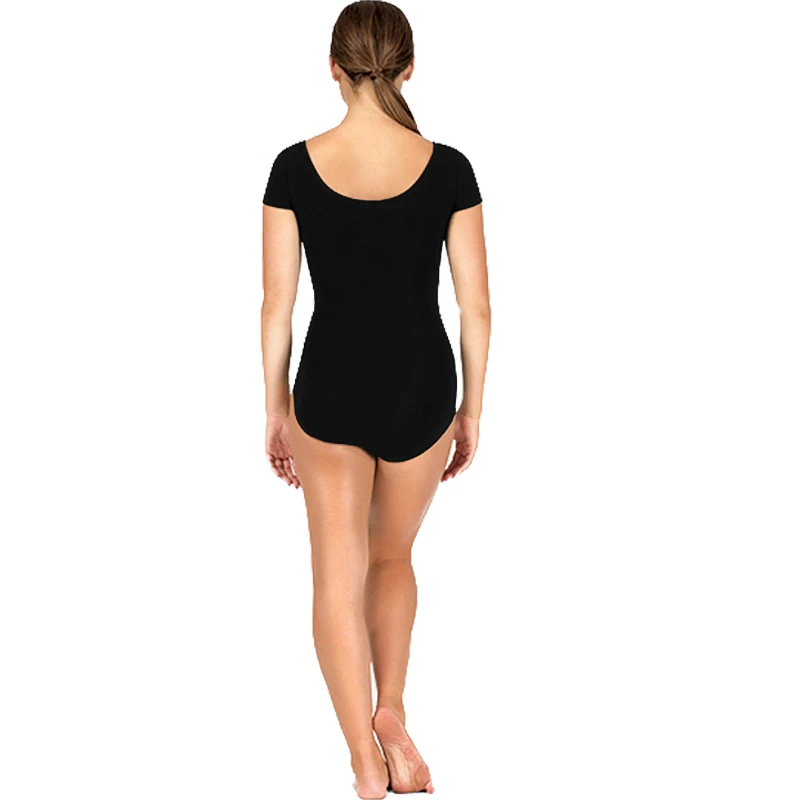 Adult Short Sleeve Ballet Leotard Costume Scoop Neck Basic Long Sleeve Gymnastics Dancing Bodysuit for Women Spandex Tops Nylon