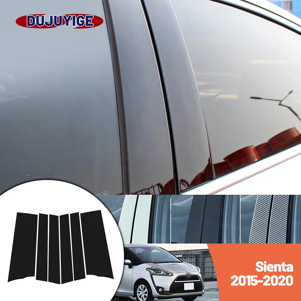 

Bright black carbon fiber door and window B C Pillar sticker suitable For Toyota Sienta 2015-2020 2016 2017 2018 2019