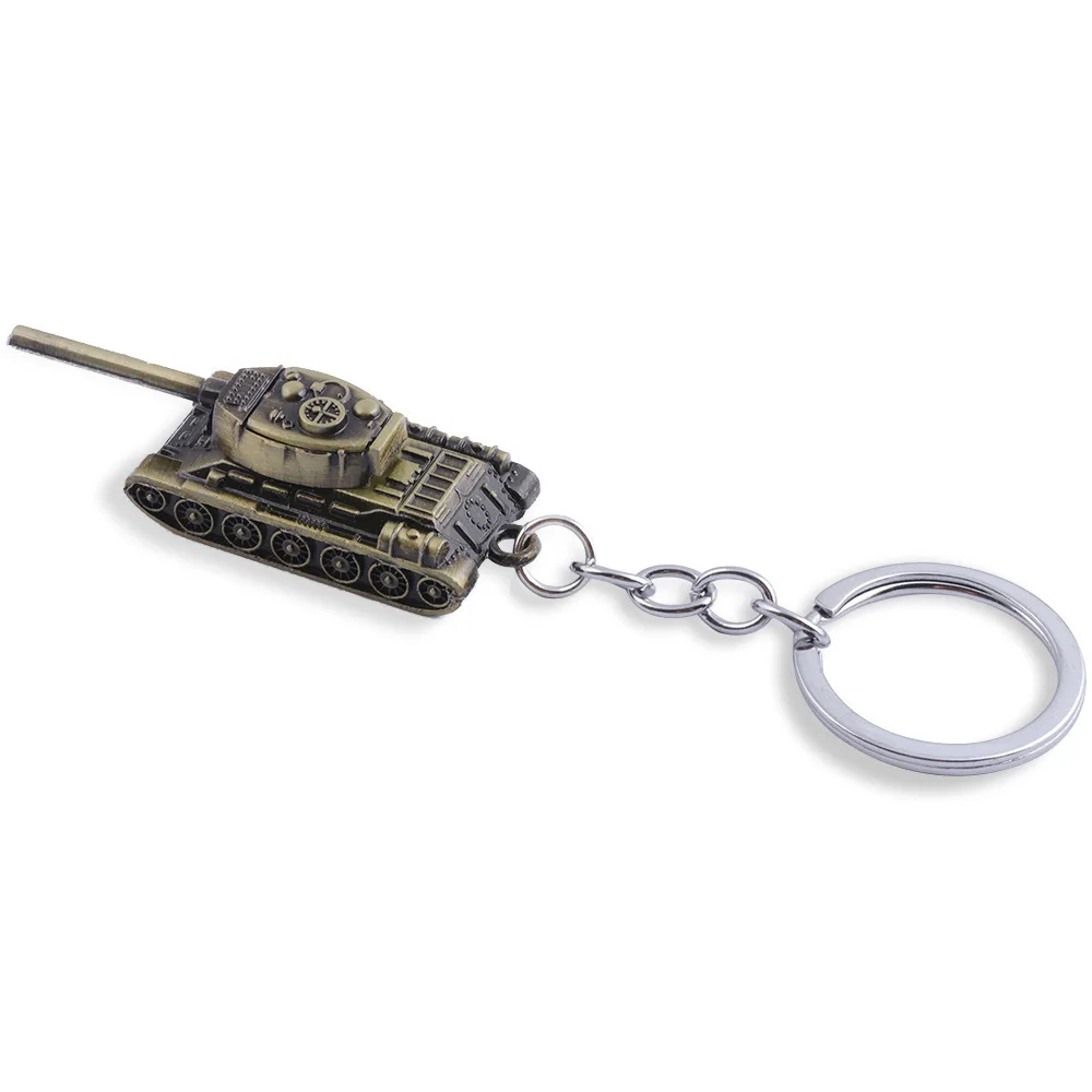 New Metal World Of Tanks Keychains Punk Weapon Model Pendant Keyring for Men Car Key Chain Backpack Decor Kids 3D Toy Gifts